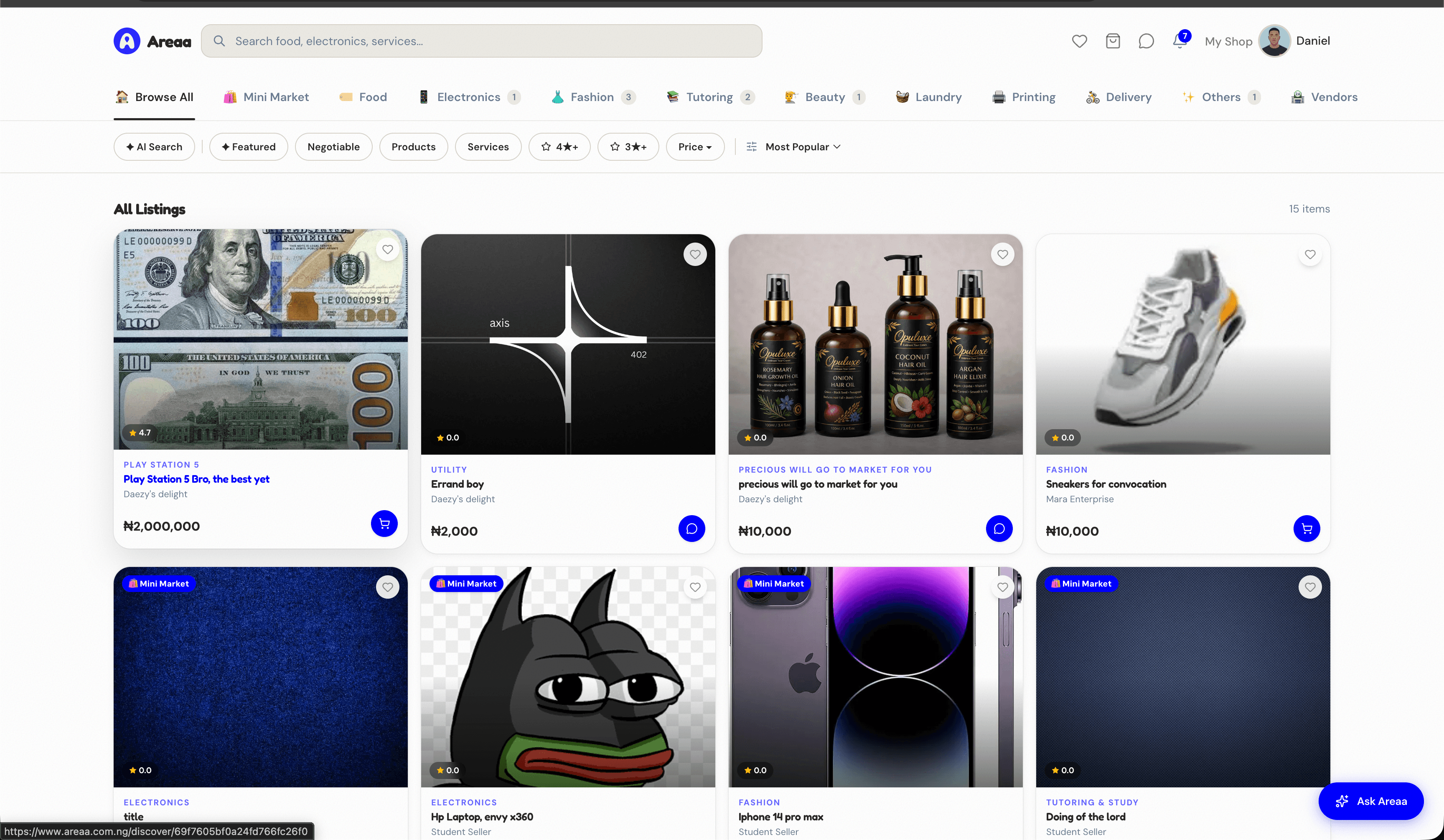 AREAA – Campus Commerce & Discovery Platform — screenshot 2